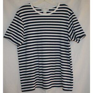 Sport Savvy White Navy Stripe T-Shirt Large